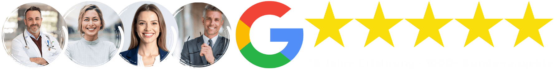 15 Jahre Erfahrung · 1000+ Kundenprojekte · 5 Sterne bei Google